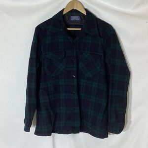 Men’s Vintage 70's Pendleton Wool Flannel Board Shirt Plaid Size Large